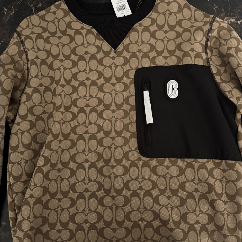 Coach Brown Patterned Crewneck Sweater